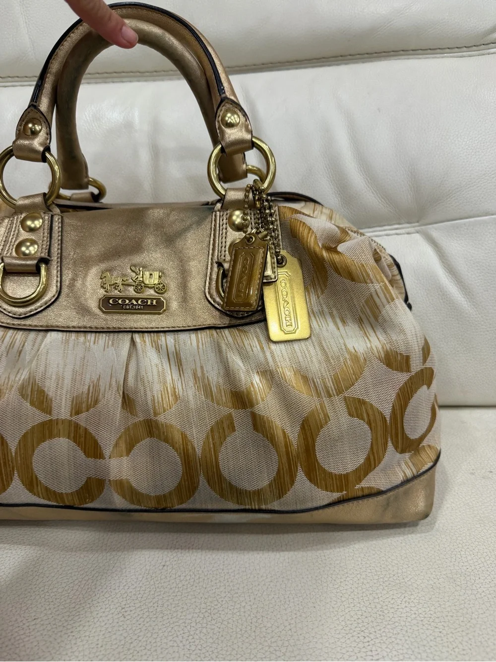 Coach Vintage Y2K Ashley Madison Metallic Gold Tan Satchel Purse Bag